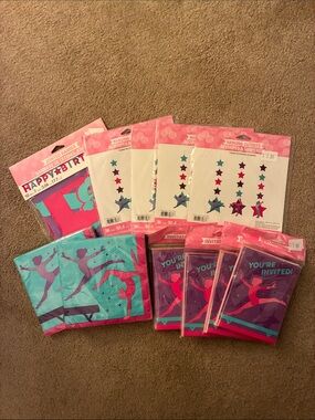 Girl’s Gymnastics Happy Birthday Party Supplies - 11 Pieces
